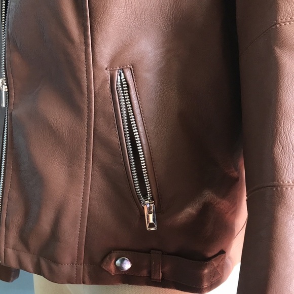 Sebby brown faux leather, black faux fur with gray hoodie jacket size L Juniors - Picture 6 of 15